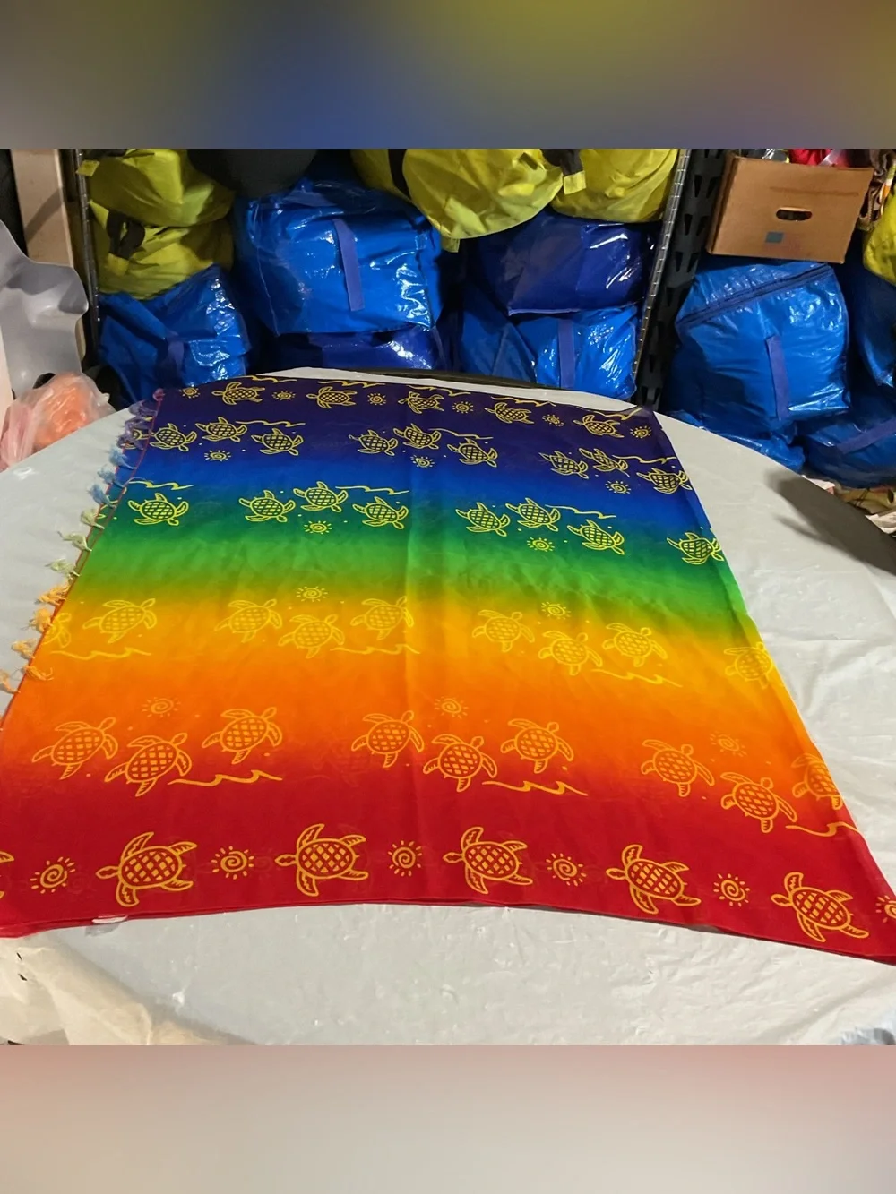 Vibrant Rainbow Sea Turtle Beach wrap- Unbranded